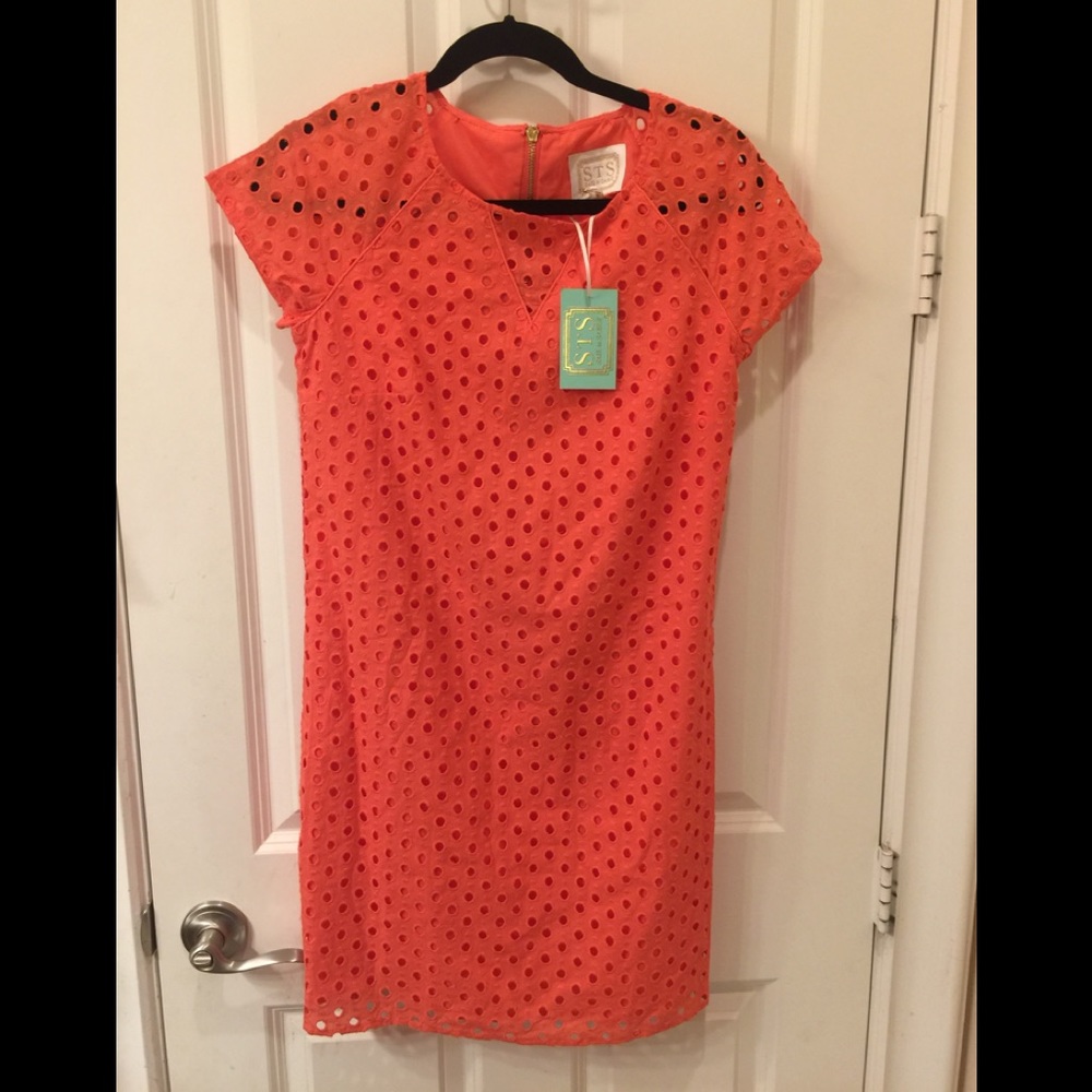 Sail to Sable Coral Eyelet Shift